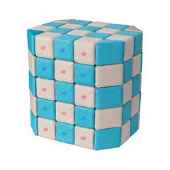 Cuburi Magnetice 3D, 12cmx12cm, 100 piese, Gri si Albastru