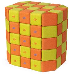 Cuburi Magnetice 3D, 12cmx12cm, 100 piese, Galben si Portocaliu