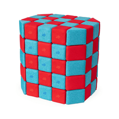 Cuburi Magnetice 3D, 12cmx12cm, 100 piese, Albastru si Rosu