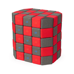 Cuburi Magnetice 3D, 12cmx12cm, 100 piese, Gri si Rosu
