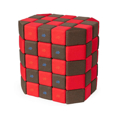 Cuburi Magnetice 3D, 12cmx12cm, 100 piese, Maro si Rosu