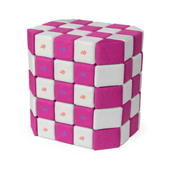 Cuburi Magnetice 3D, 12cmx12cm, 100 piese, Alb si Roz
