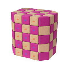 Cuburi Magnetice 3D, 12cmx12cm, 100 piese, Roz si Crem