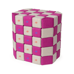 Cuburi Magnetice 3D 12cmx12cm, 100 piese, Gri si Roz