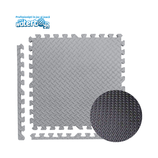 Covor puzzle dublu gri-negru