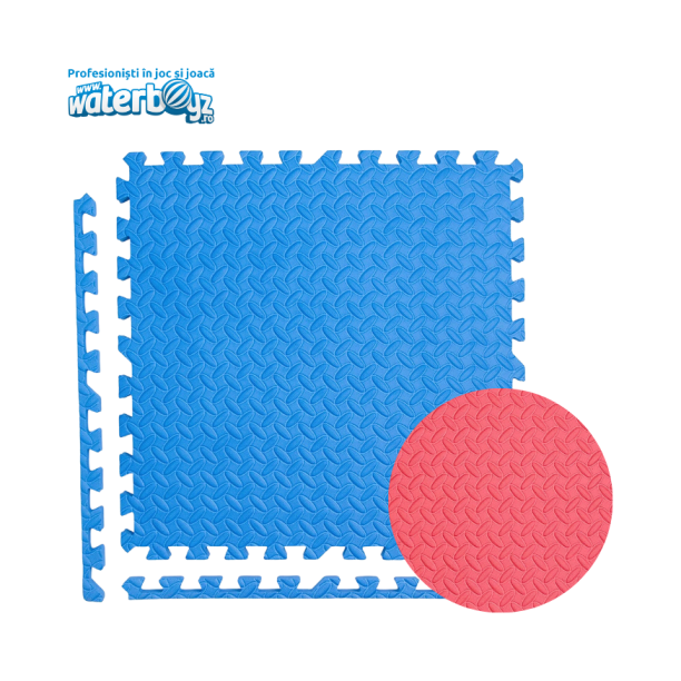 Covor puzzle dublu rosu-albastru