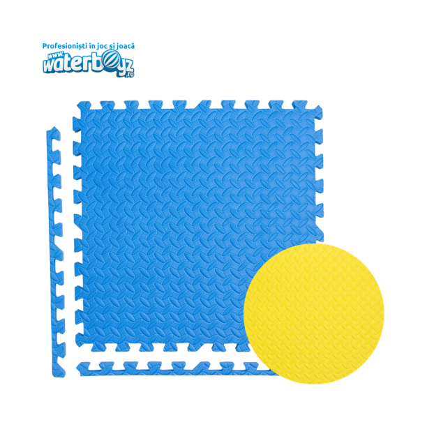 Covor puzzle dublu galben-albastru