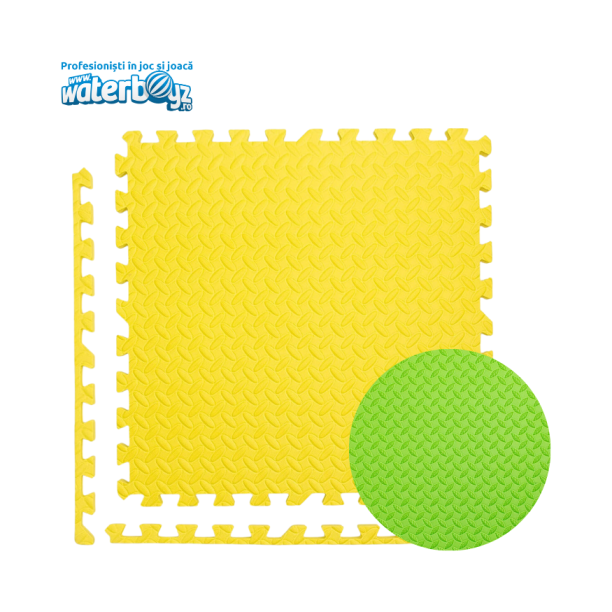 Covor puzzle dublu galben-verde